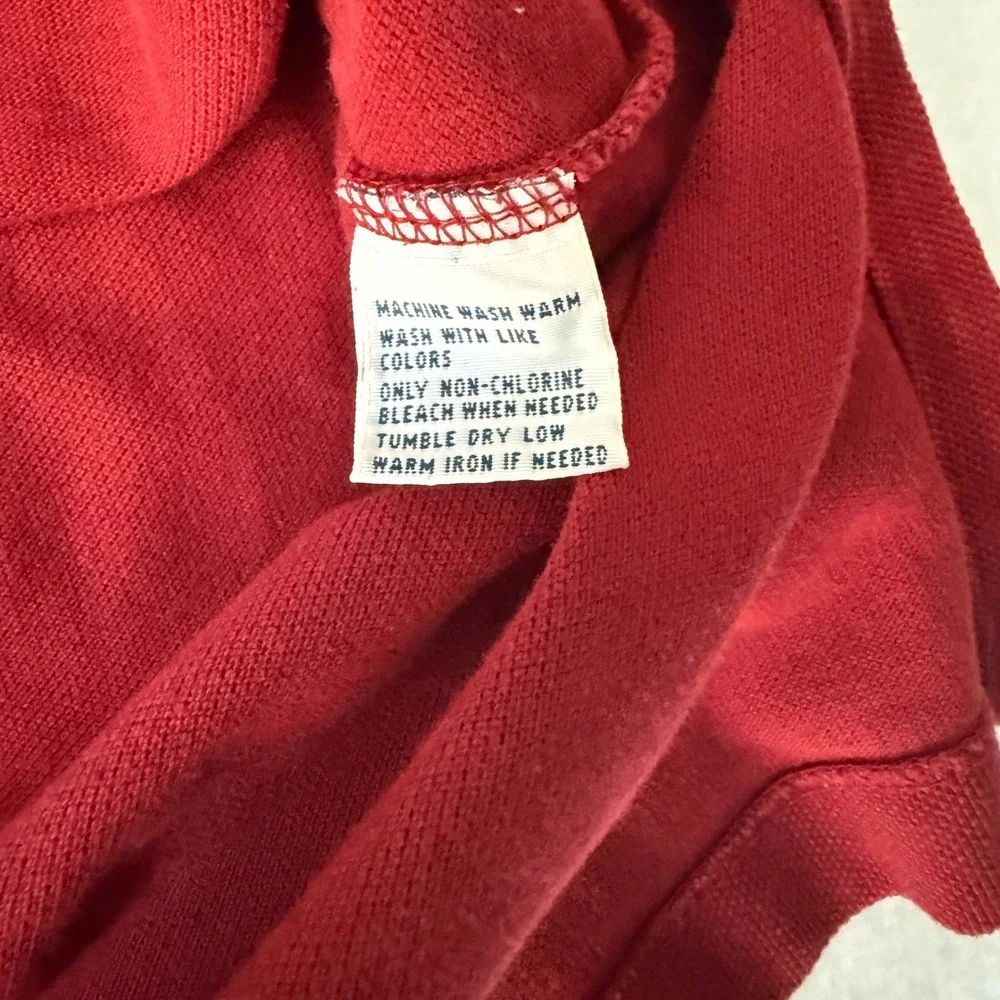 Vintage Polo Ralph Lauren Long Sleeve Polo Shirt Red Large Mens Pique Cotton